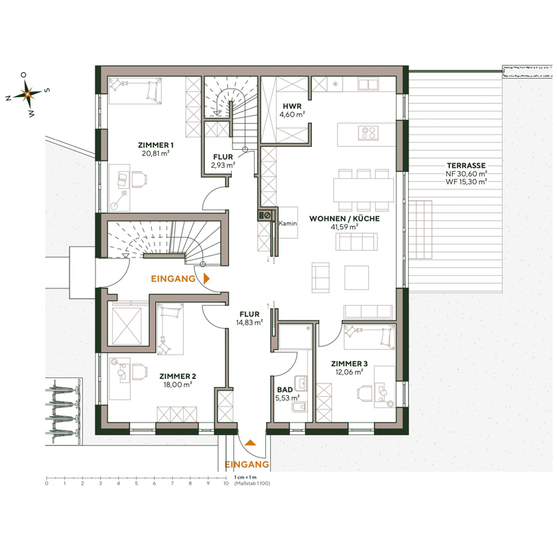 Grundriss Wohnung 1