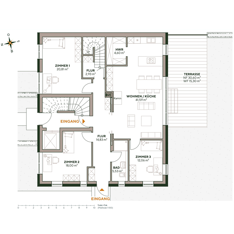 Grundriss Wohnung 1