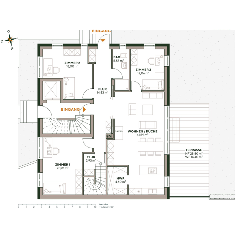 Grundriss Wohnung 1