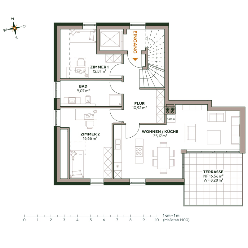 Grundriss Wohnung 1